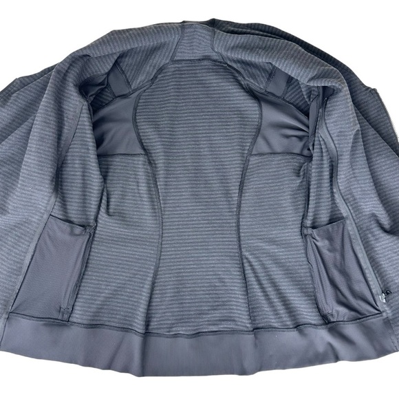 Lululemon stripe gray black pique Bhakti zip jacket asymmetric Luon 10 - Picture 10 of 17